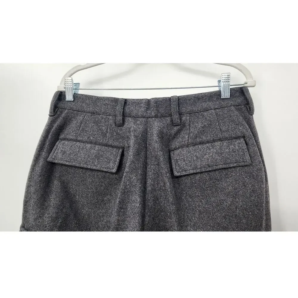 Men's J. Crew Wool Cargo Trouser Pant Flap Pockets Size 33 X 32 Grey Dark‎